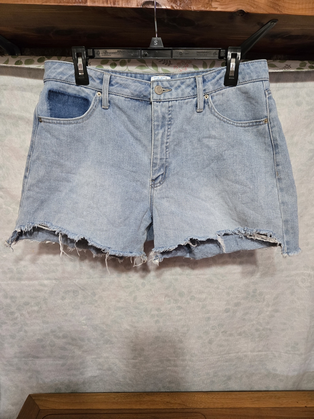 Time and Tru Light Wash Frayed Denim Cutoff Shorts